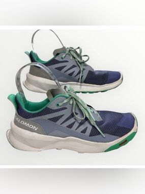 Salomon Women's Running Shoes‎ Blue Gray Mint Size 5-5.5 Trail Sneakers Kids 4